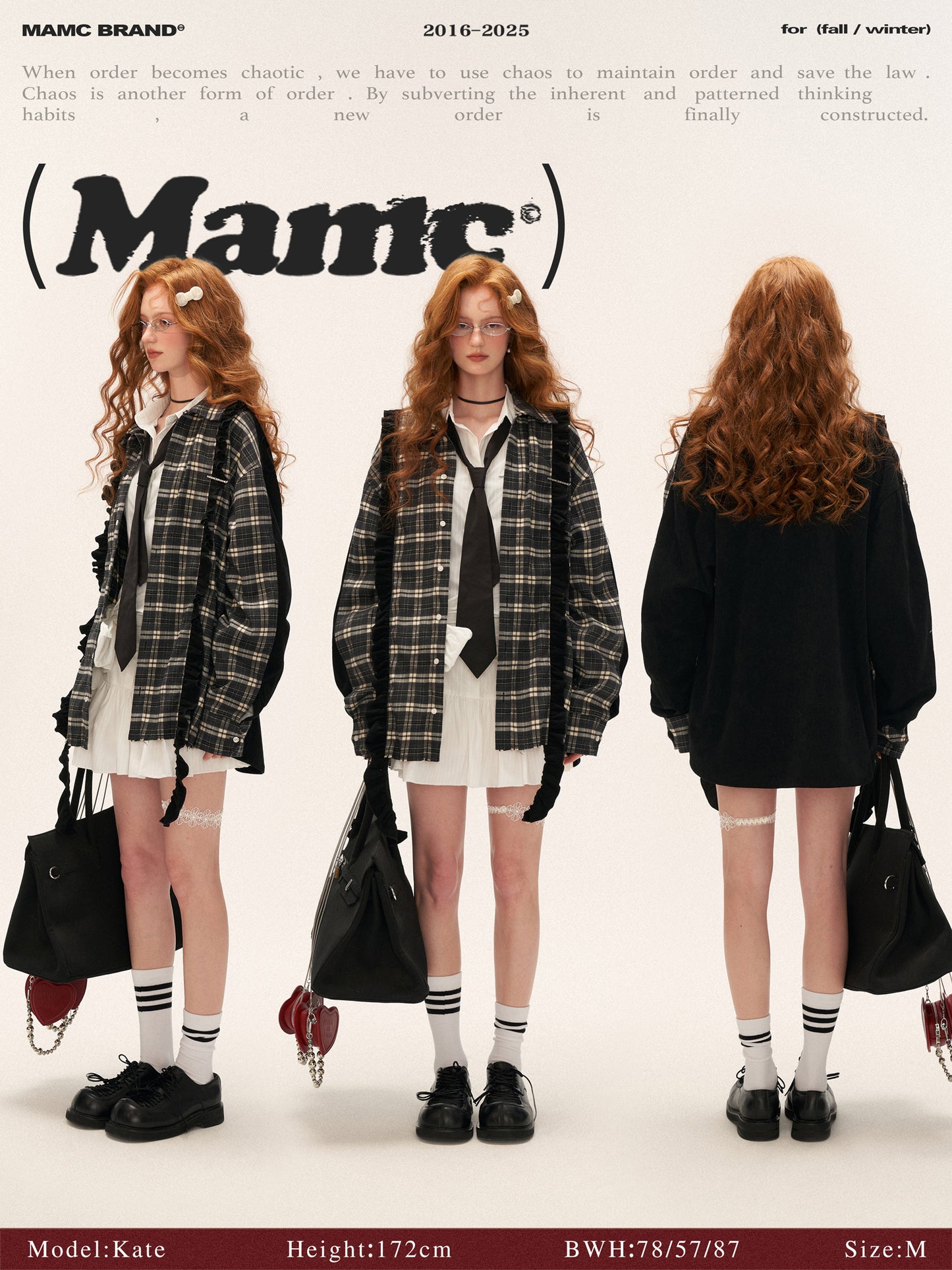 MAMC Retro Plaid Patchwork Hooded Shirt