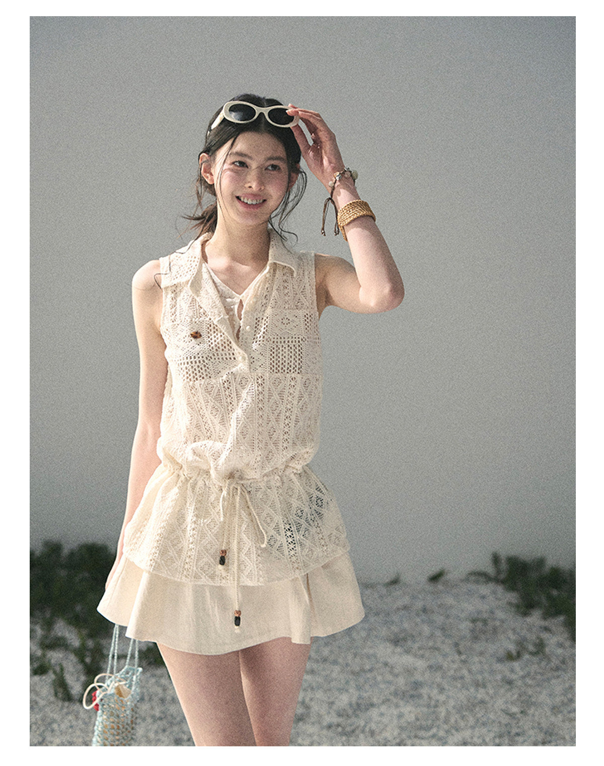 ShaoYeYan Aomalm Summer Wind Kisses Skirt Fake Two-Layer Lace Top