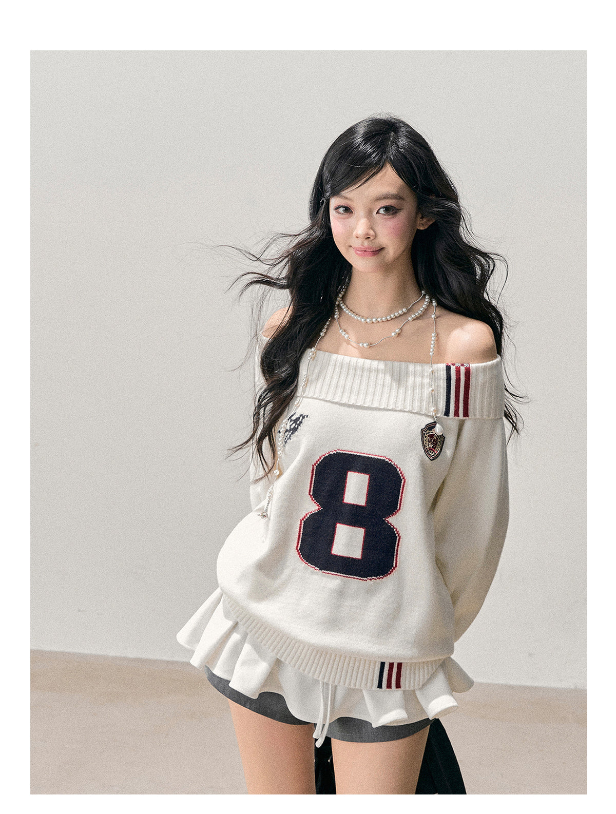 ShaoYeYan Aomalm Frost Spreading Corner Off-Shoulder Sweatshirt