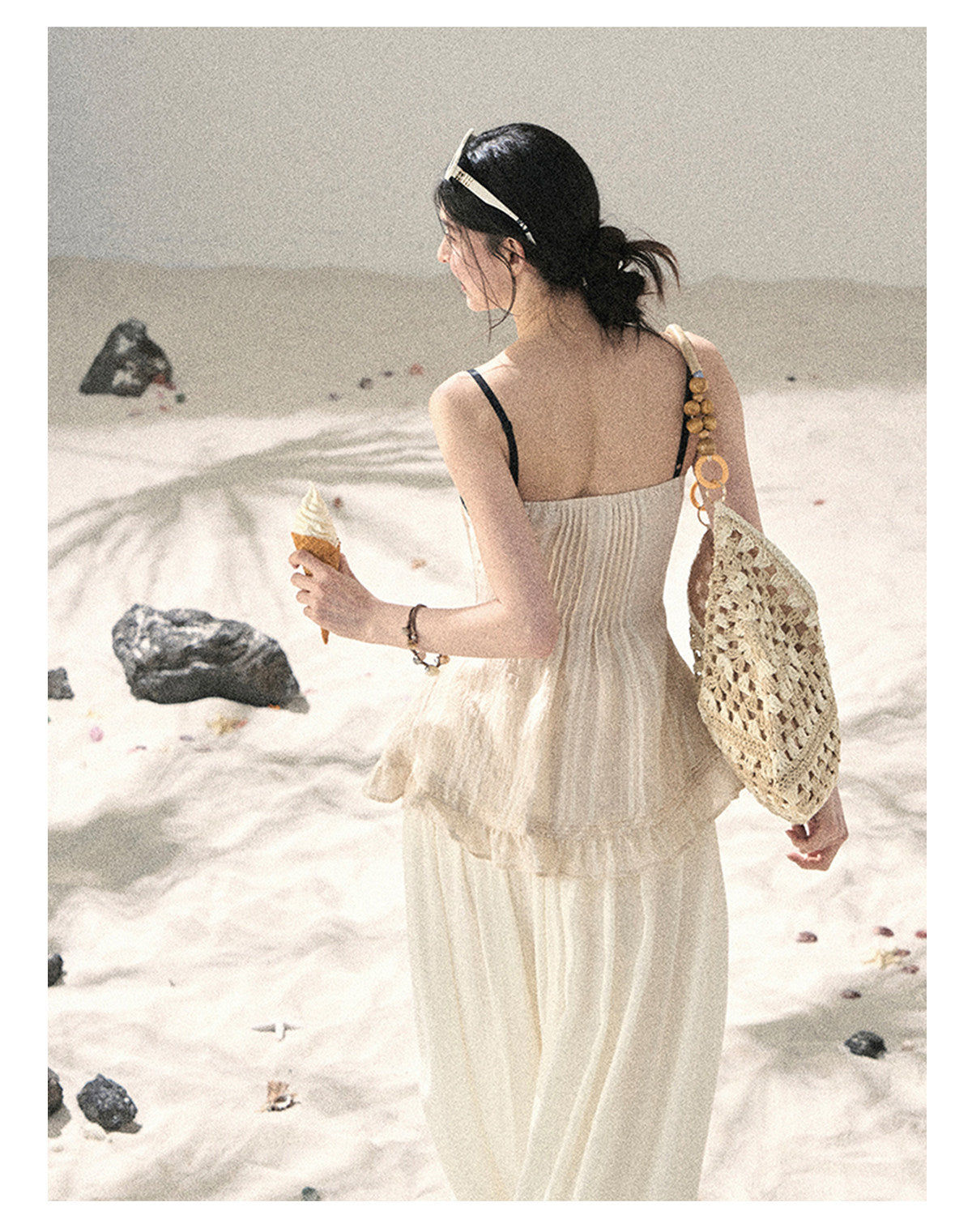 ShaoYeYan Aomalm Cool Sea Breeze Off-Shoulder French Lace Cami