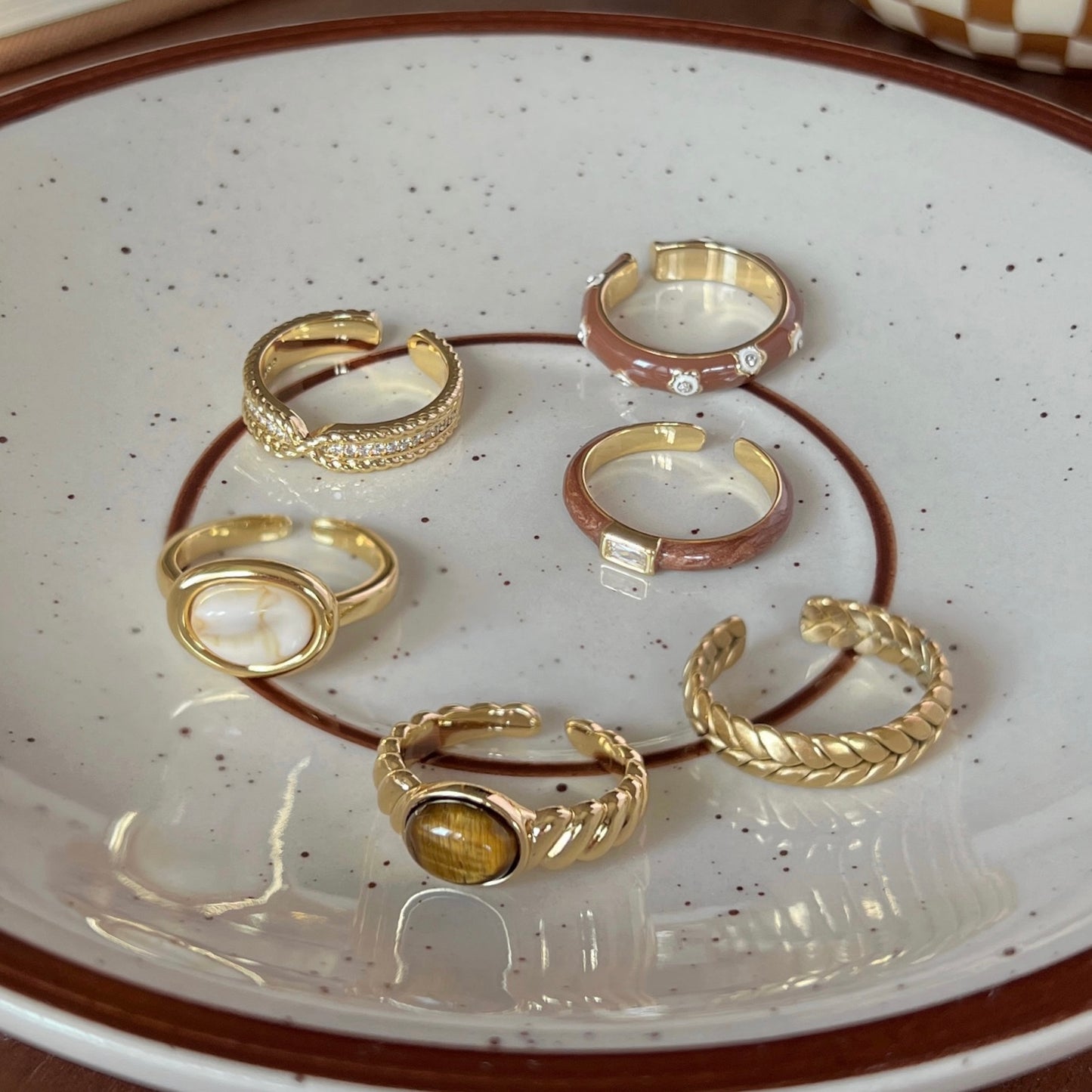 VIGVOG Geometric Gemstone Rings
