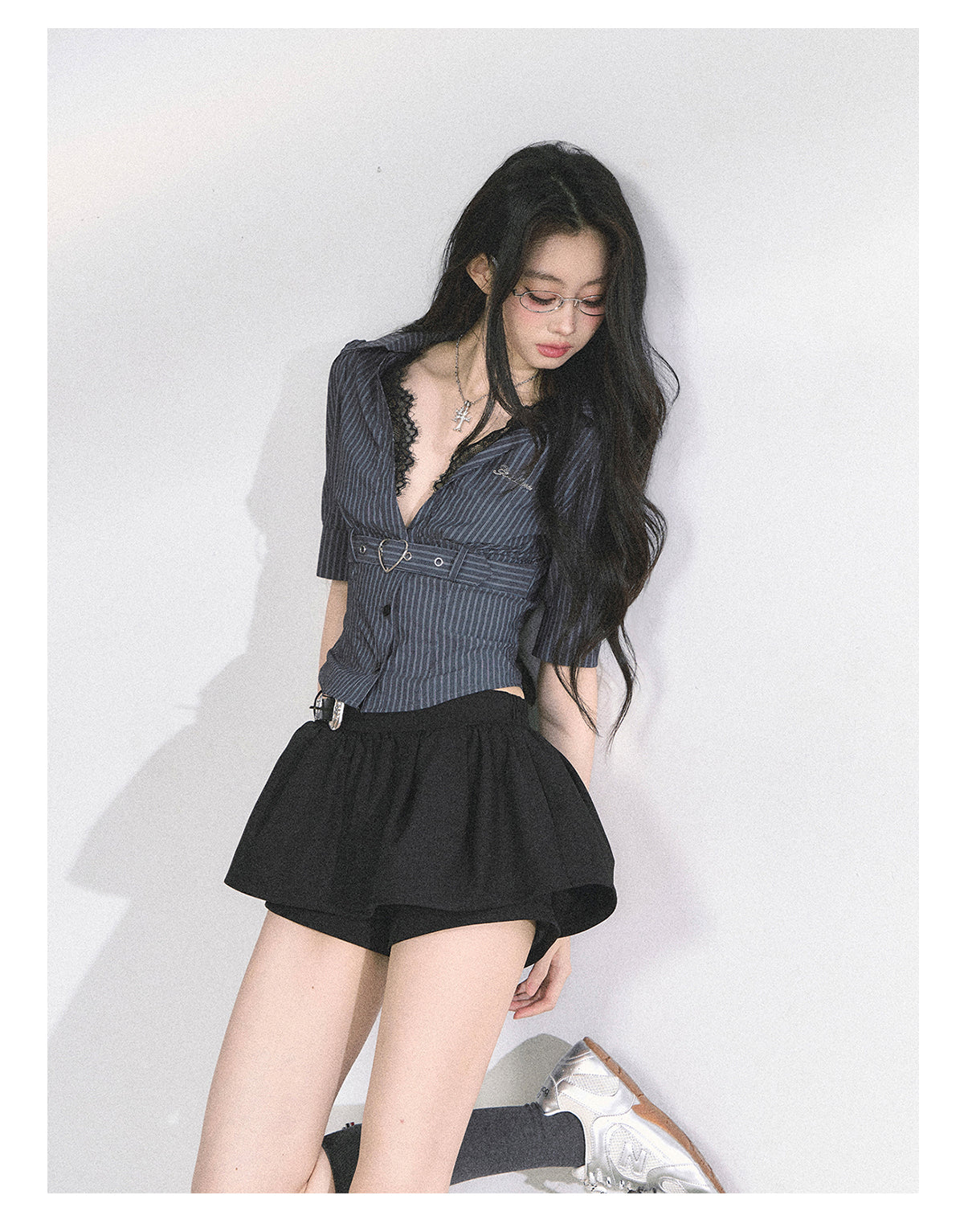 SHAOYEYAN French Lace Striped Shirt