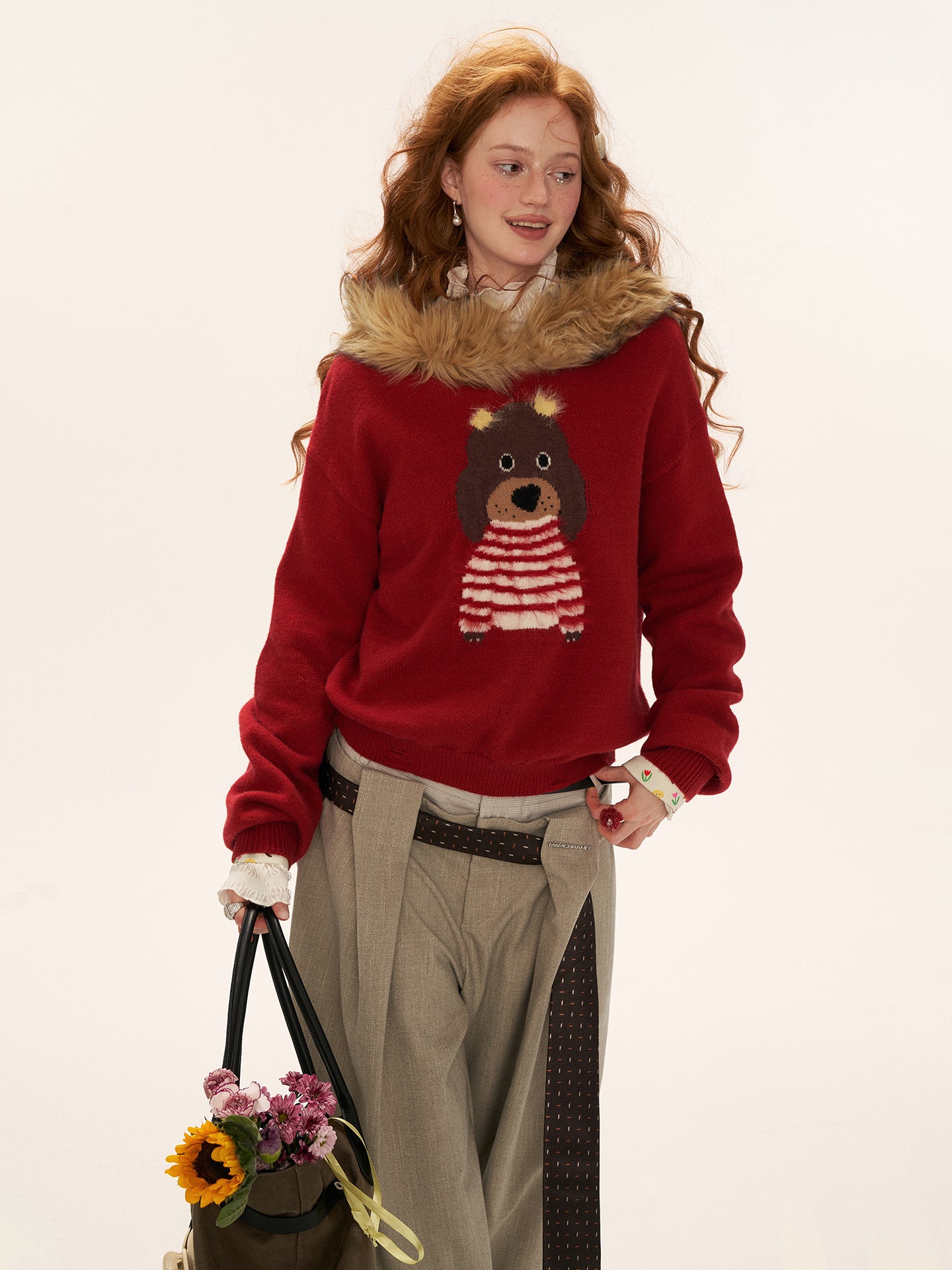 MAMC Cute Dog Fur Hoodie Sweater