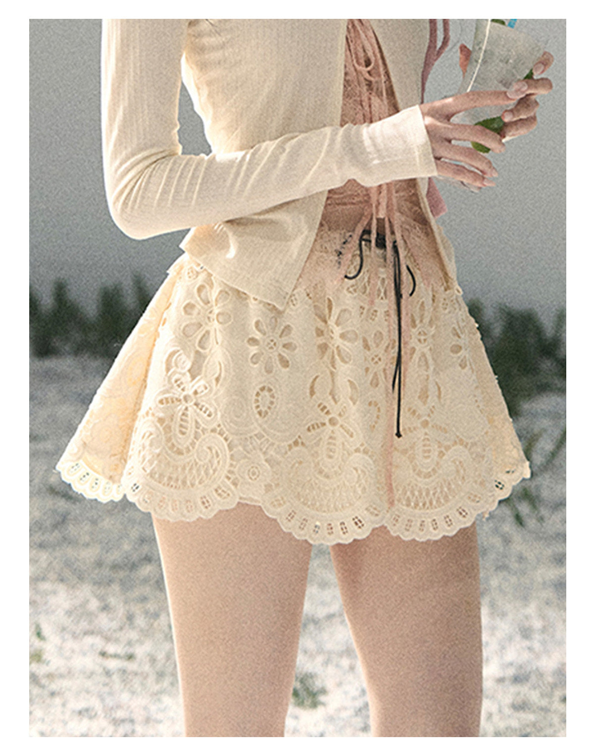 ShaoYeYan Aomalm Drunk in Your Embrace French Floral Hollow Skirt
