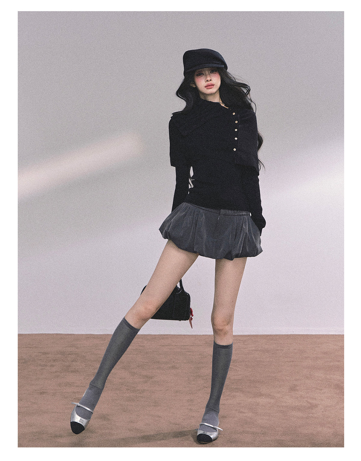 ShaoYeYan Noblewoman Waist-Defining Long Sleeve Knit Top