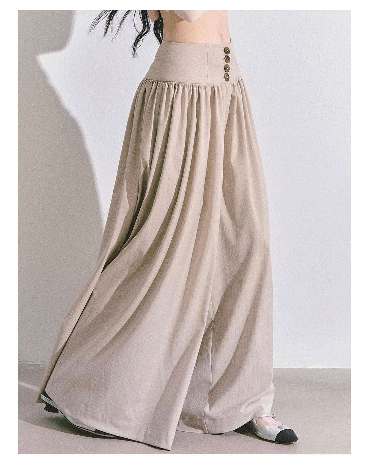 ShaoYeYan Rosa Street Loose Fit Wide-Leg Trousers
