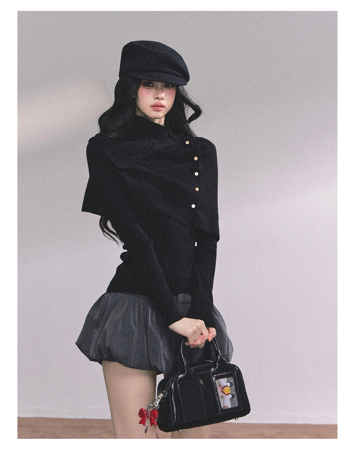 ShaoYeYan Noblewoman Waist-Defining Long Sleeve Knit Top