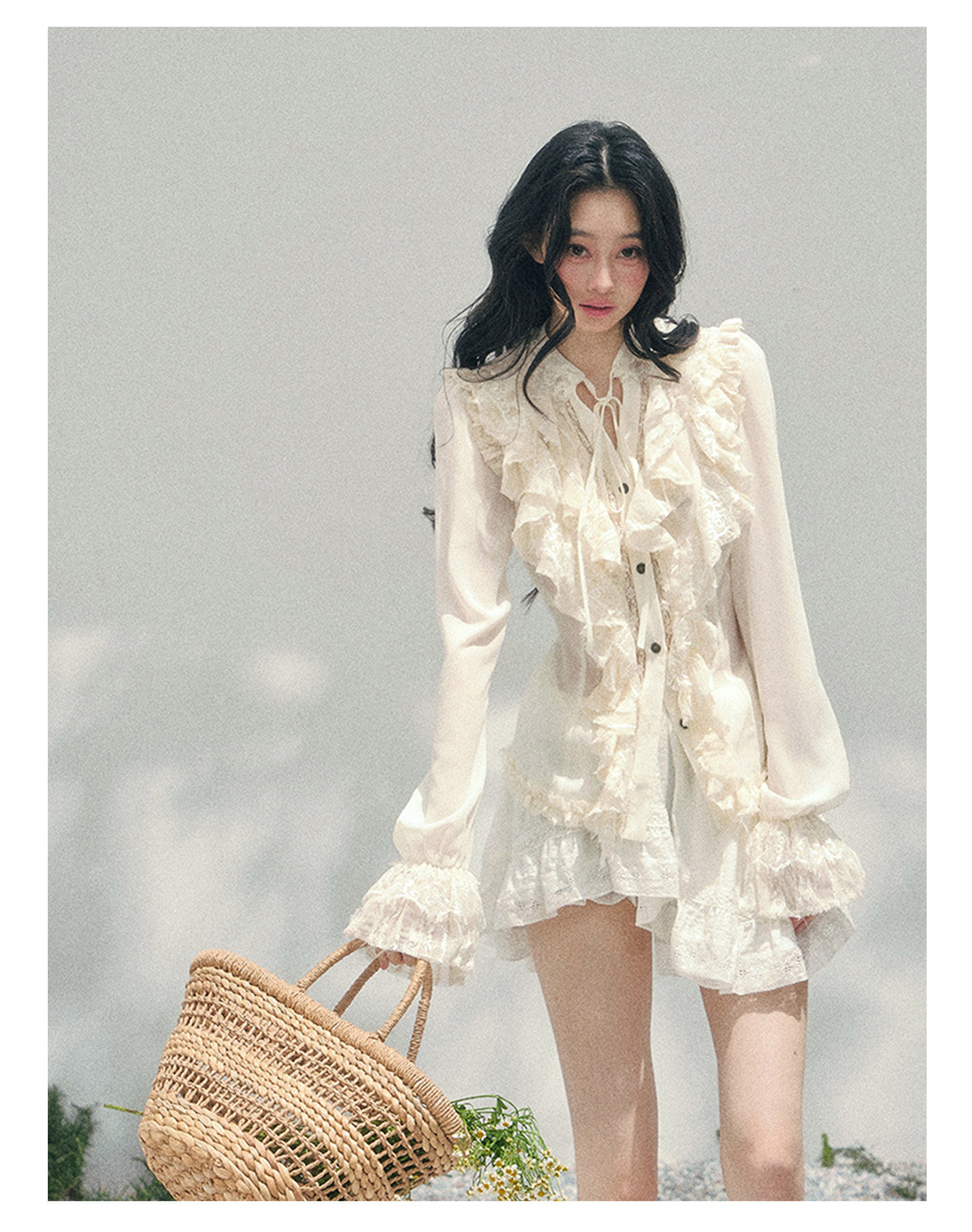 ShaoYeYan Aomalm Temperature of Memory French Court Style Ruffle Lace Blouse