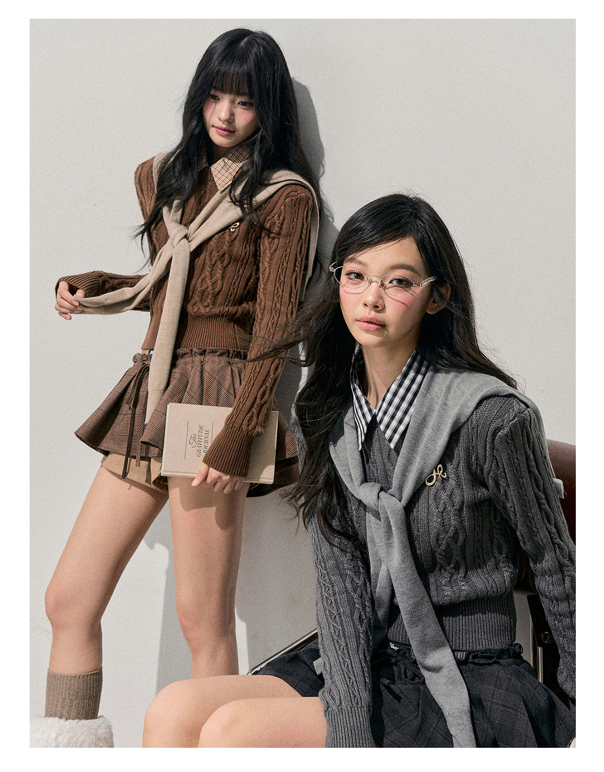 ShaoYeYan Aomalm Unfinished Poem Cable Plaid Sweater