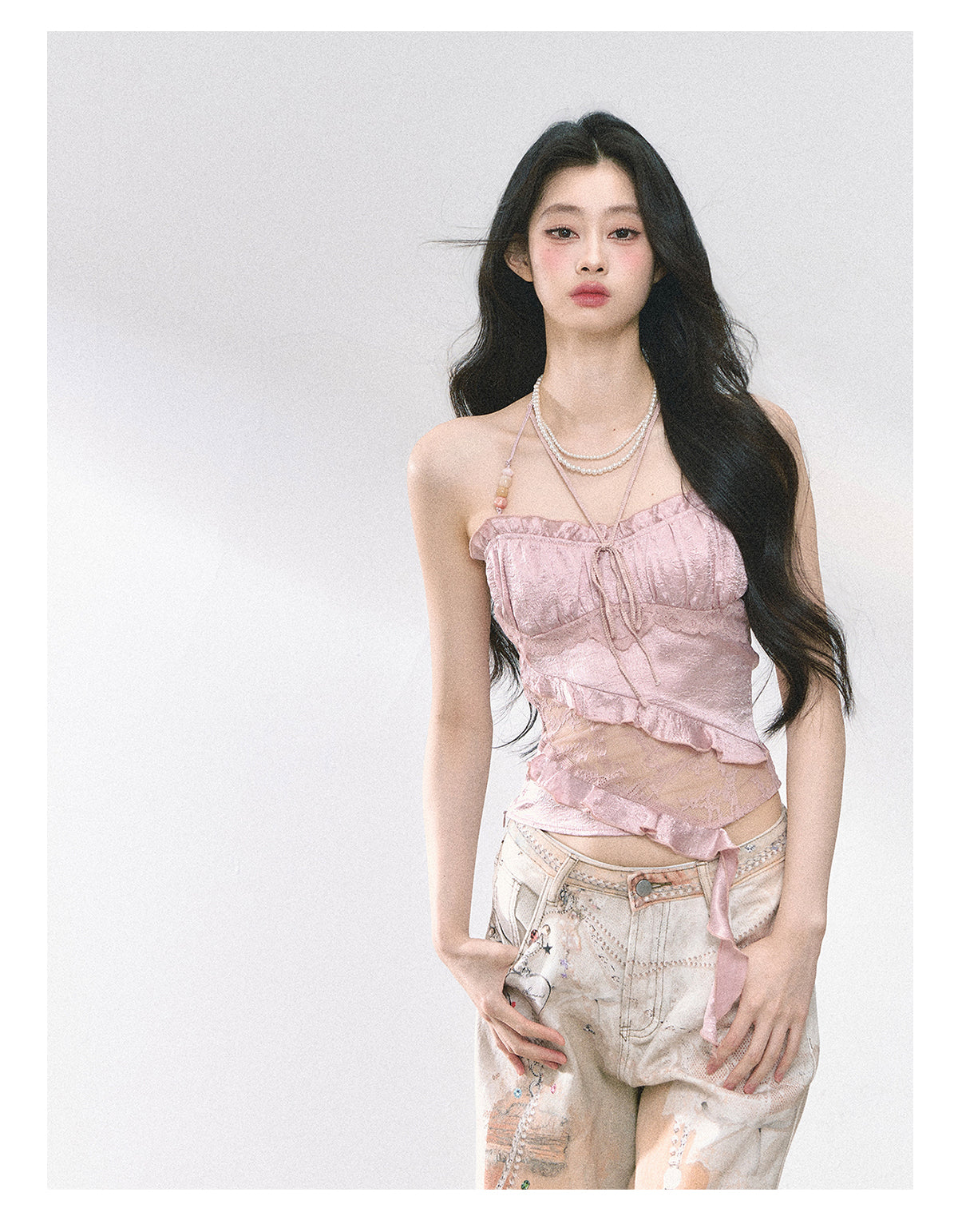 SHAOYEYAN French Lace Halter Top