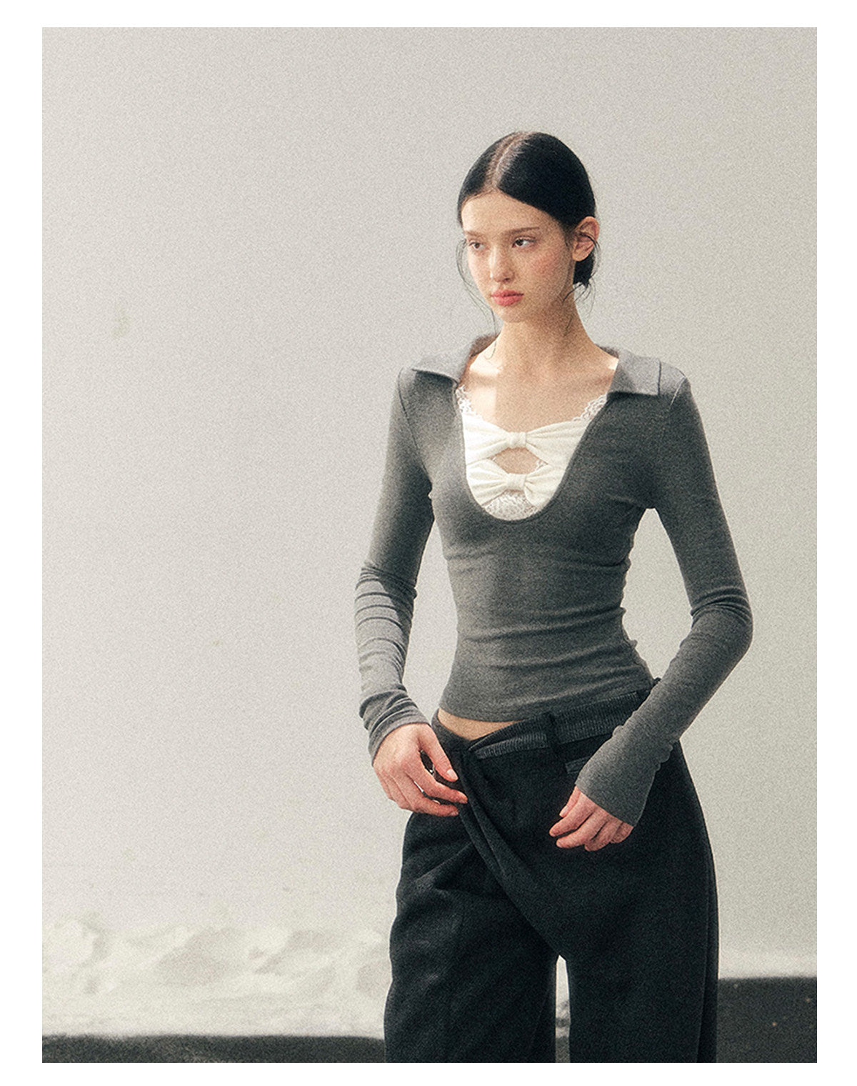 ShaoYeYan Aomalm Silent Resonance Bow Lace Top