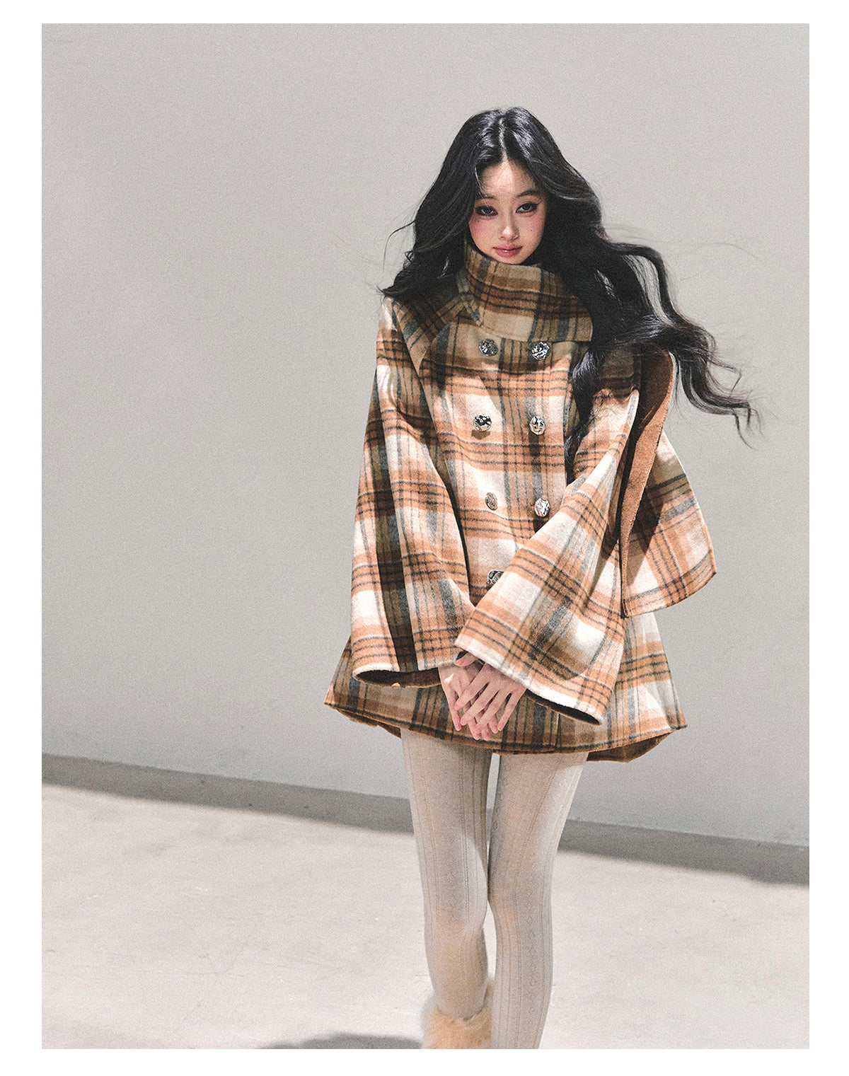 ShaoYeYan Hidden Grid Secret Wool Coat