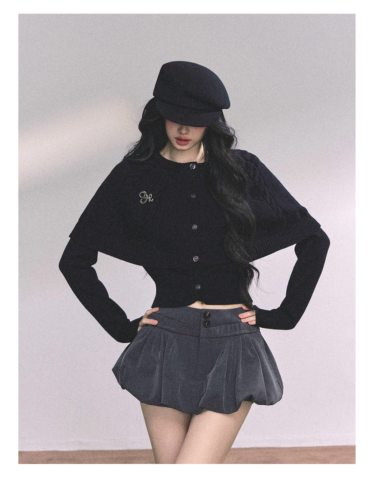 ShaoYeYan Miss Daisy American Knit Cable Cape Sweater