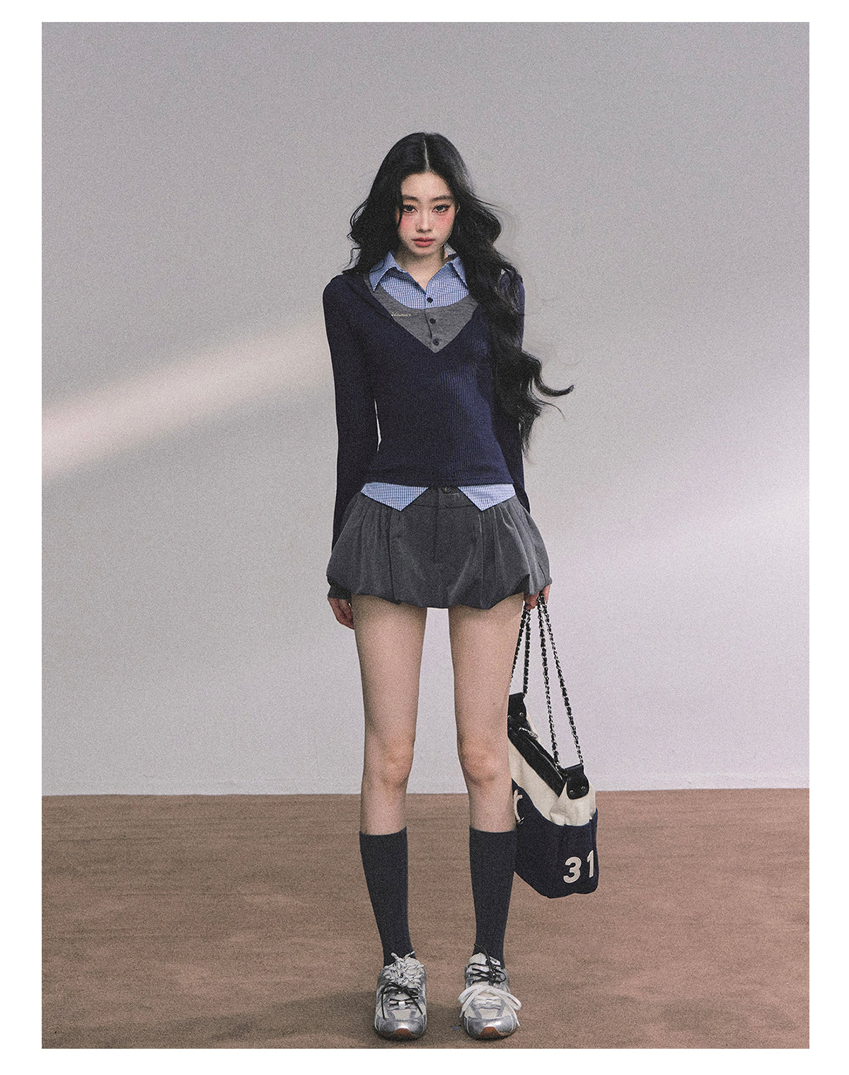 ShaoYeYan High IQ Heroine Fake Three-Layer Knit Top