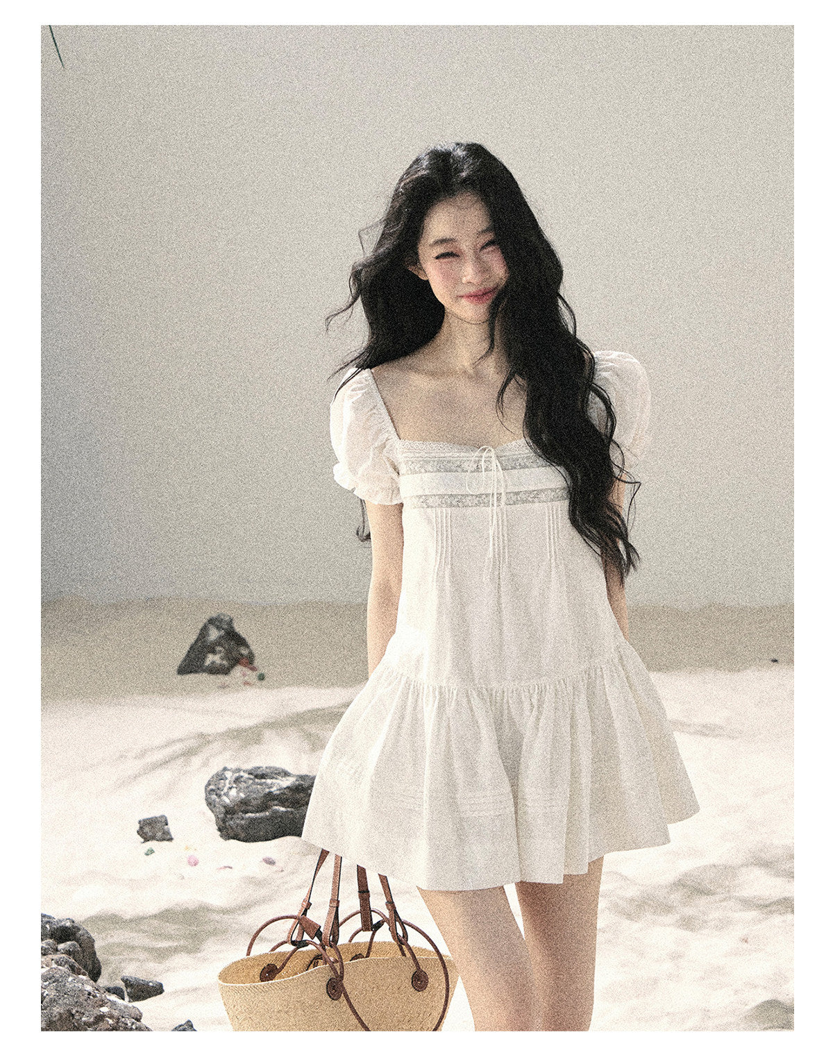 ShaoYeYan Aomalm Light as a Cloud French Bubble Sleeve Lace Dress