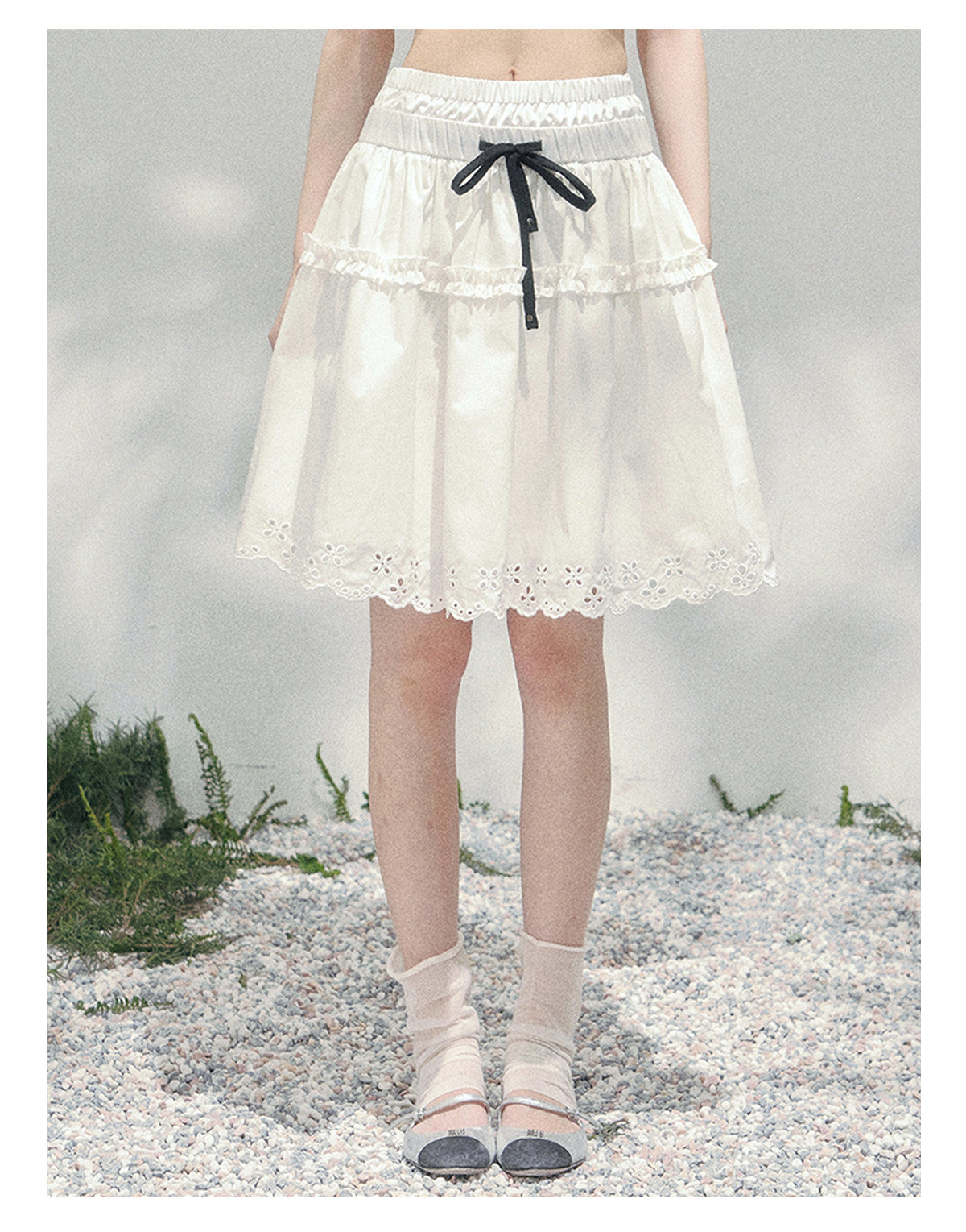 ShaoYeYan Aomalm Spring Field Skirt French White Midi Skirt