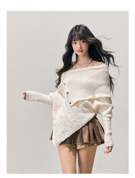 ShaoYeYan Aomalm Snow Country Letter Asymmetric Sweater