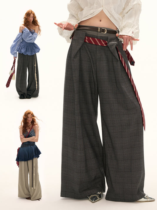 MAMC Double-Waist Plaid Trousers