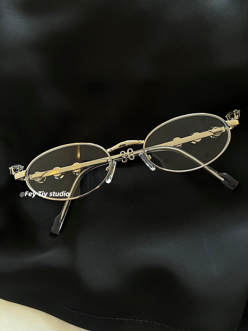 Feytiy Silver Diamond-Studded Eyeglasses