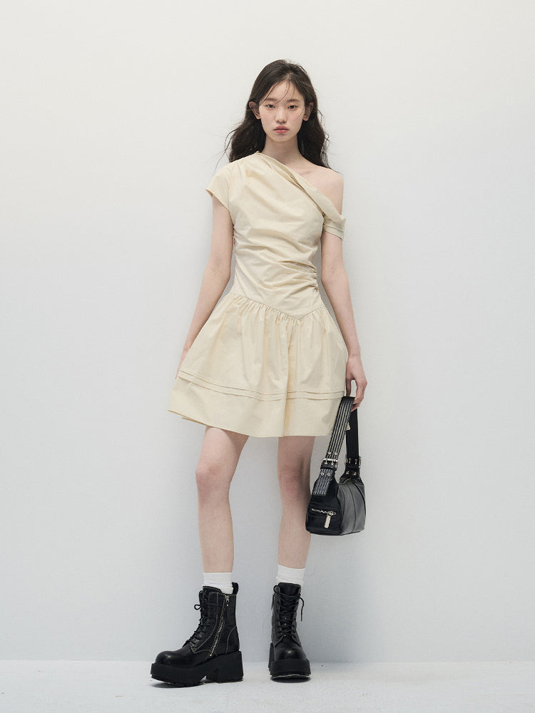 ANNATTO Asymmetrical Shoulder Dress