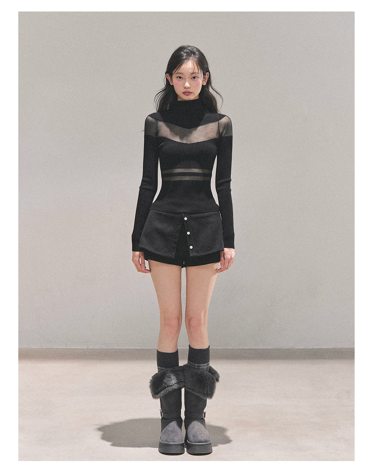ShaoYeYan Night Whispers Semi-Turtleneck Knit Top