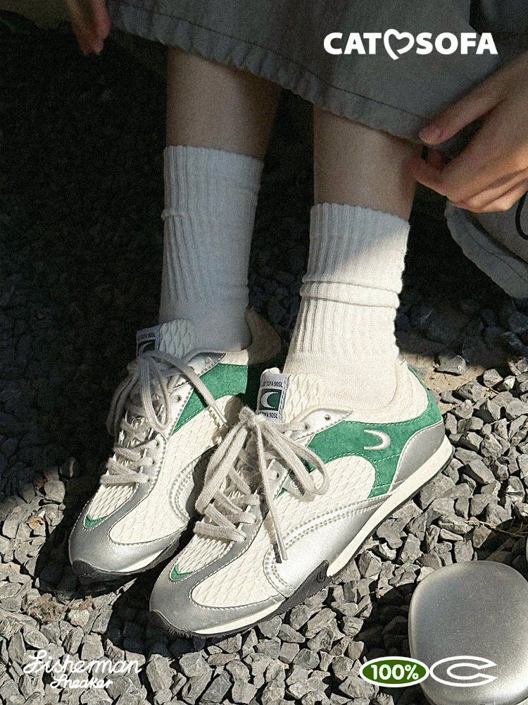 Cat&Sofa Silver-Green Fisherman Sneakers