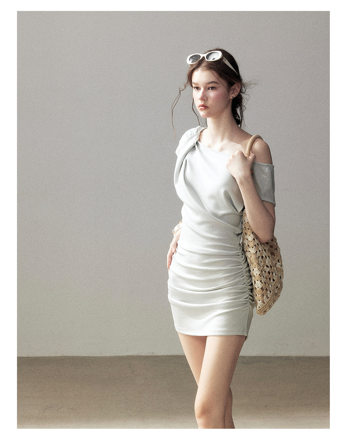 ShaoYeYan Aomalm From Dawn to Dusk Minimalist Twist Off-Shoulder Dress