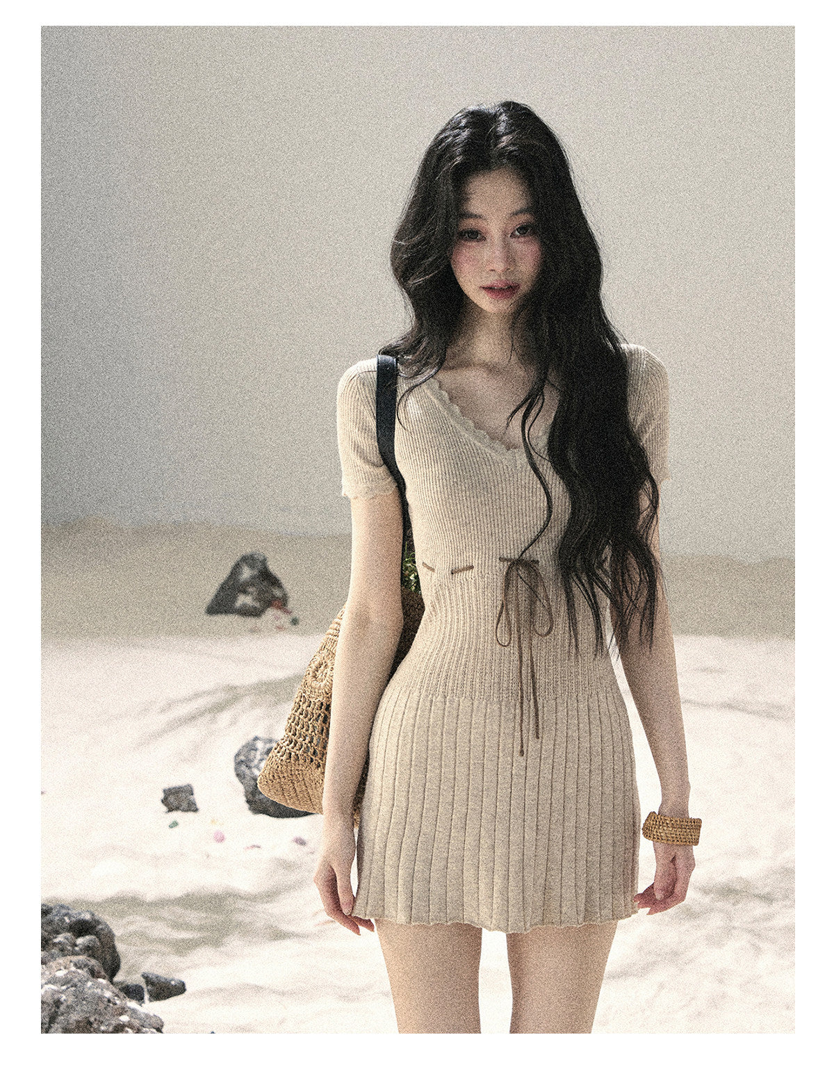 ShaoYeYan Aomalm Like Evening Breeze's Soft Hum French Lace Knit Dress
