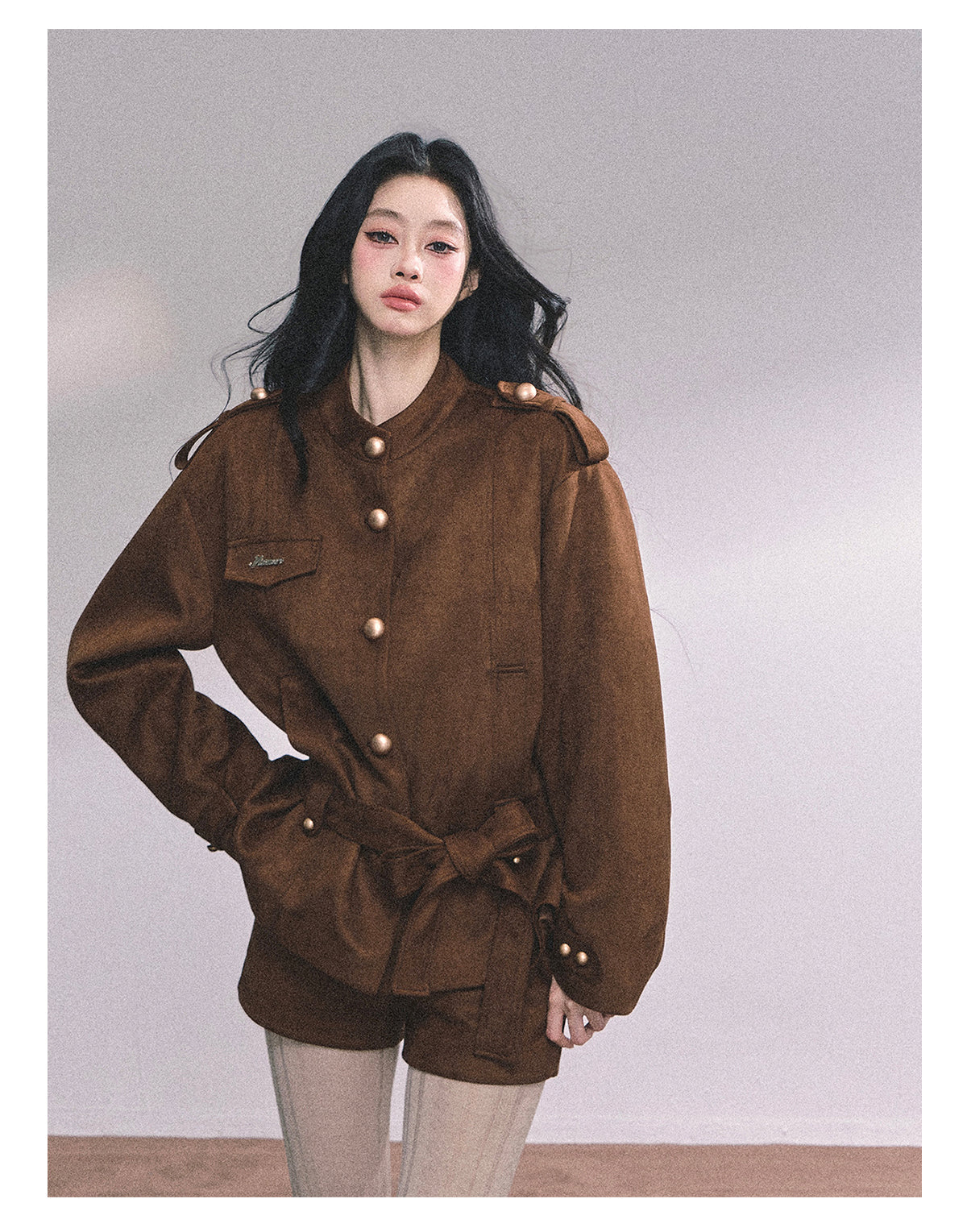 ShaoYeYan Delpan Winter French British Style Suede Set