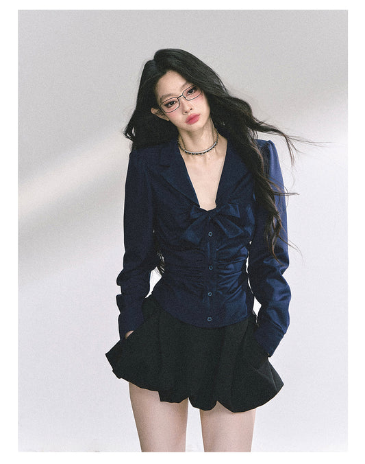 SHAOYEYAN French Bow V-Neck Blouse
