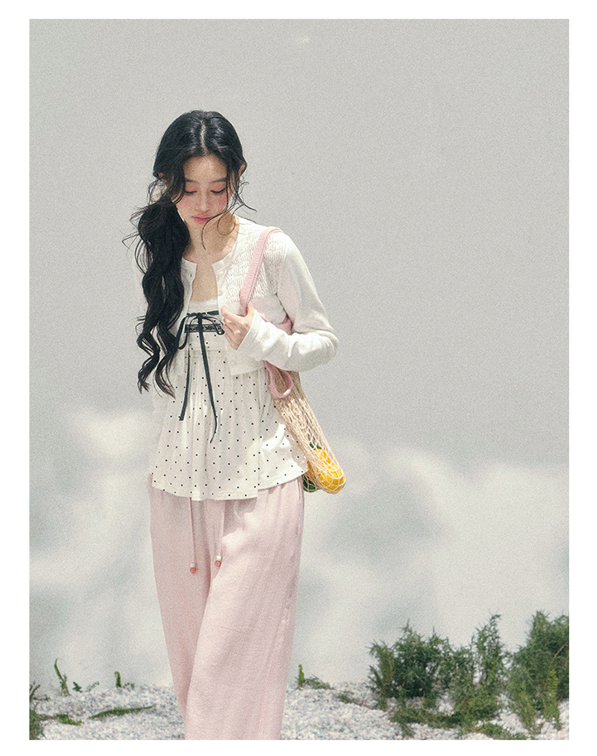 ShaoYeYan Aomalm Polka Dot Brandy French Lace Top & Jacket Set