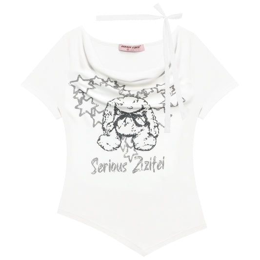 ziziFei Retro Print Draped Tee