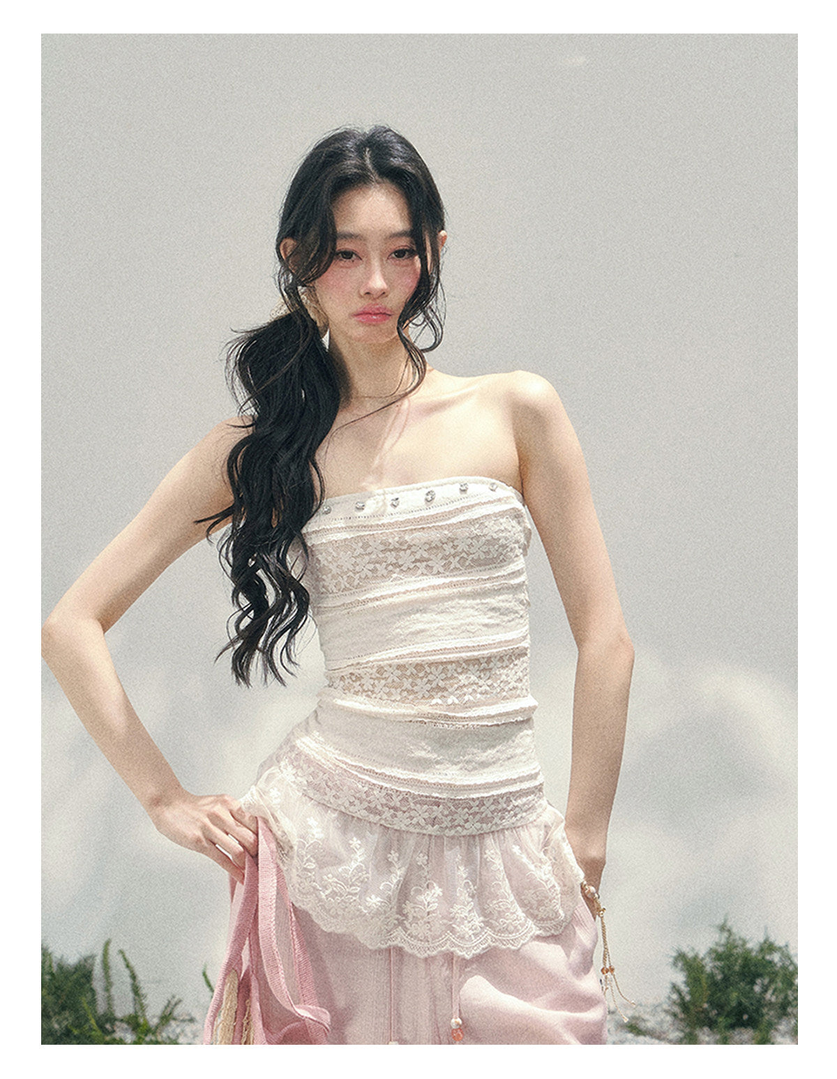 ShaoYeYan Aomalm Misty Muse Sheer Lace Bustier Top