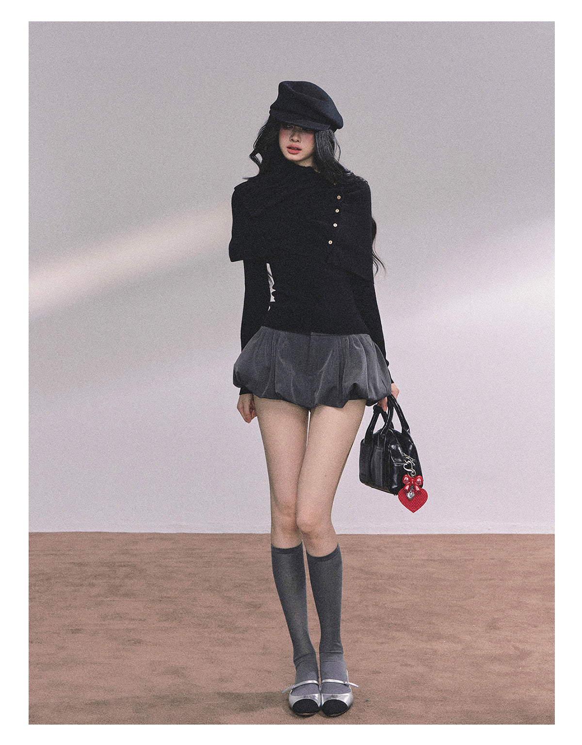 ShaoYeYan Noblewoman Waist-Defining Long Sleeve Knit Top