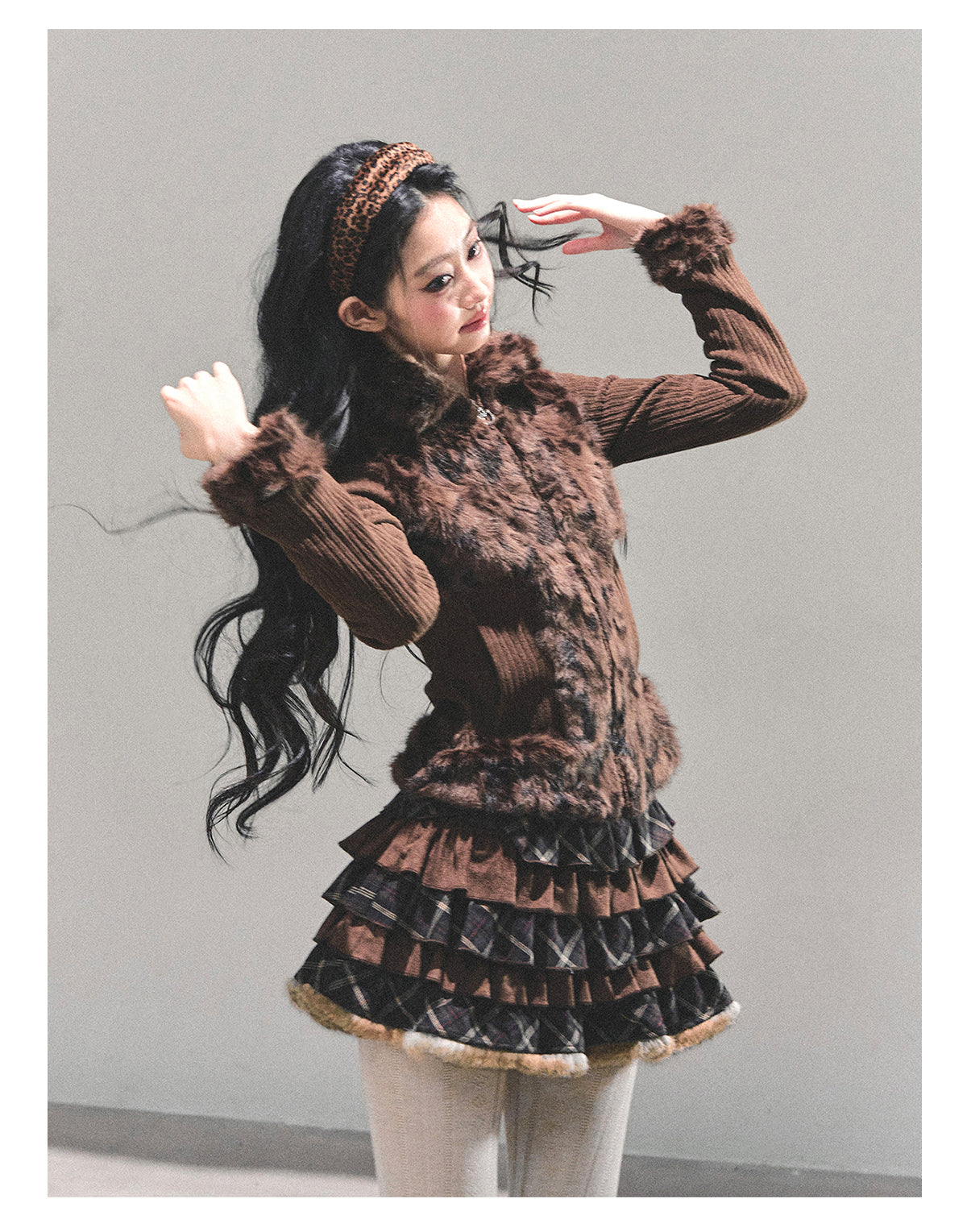 ShaoYeYan Floating Poem Maillard Leopard Print Jacket