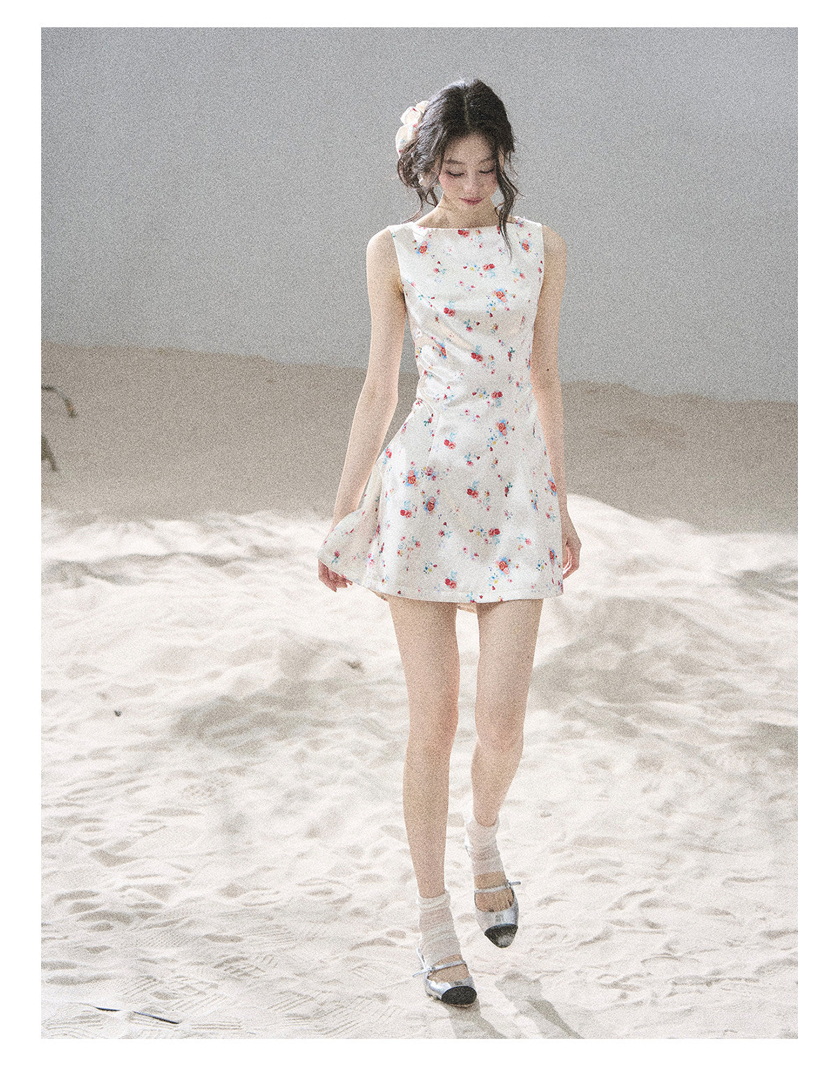 ShaoYeYan Aomalm It Starts With a Bouquet French Floral Satin Dress