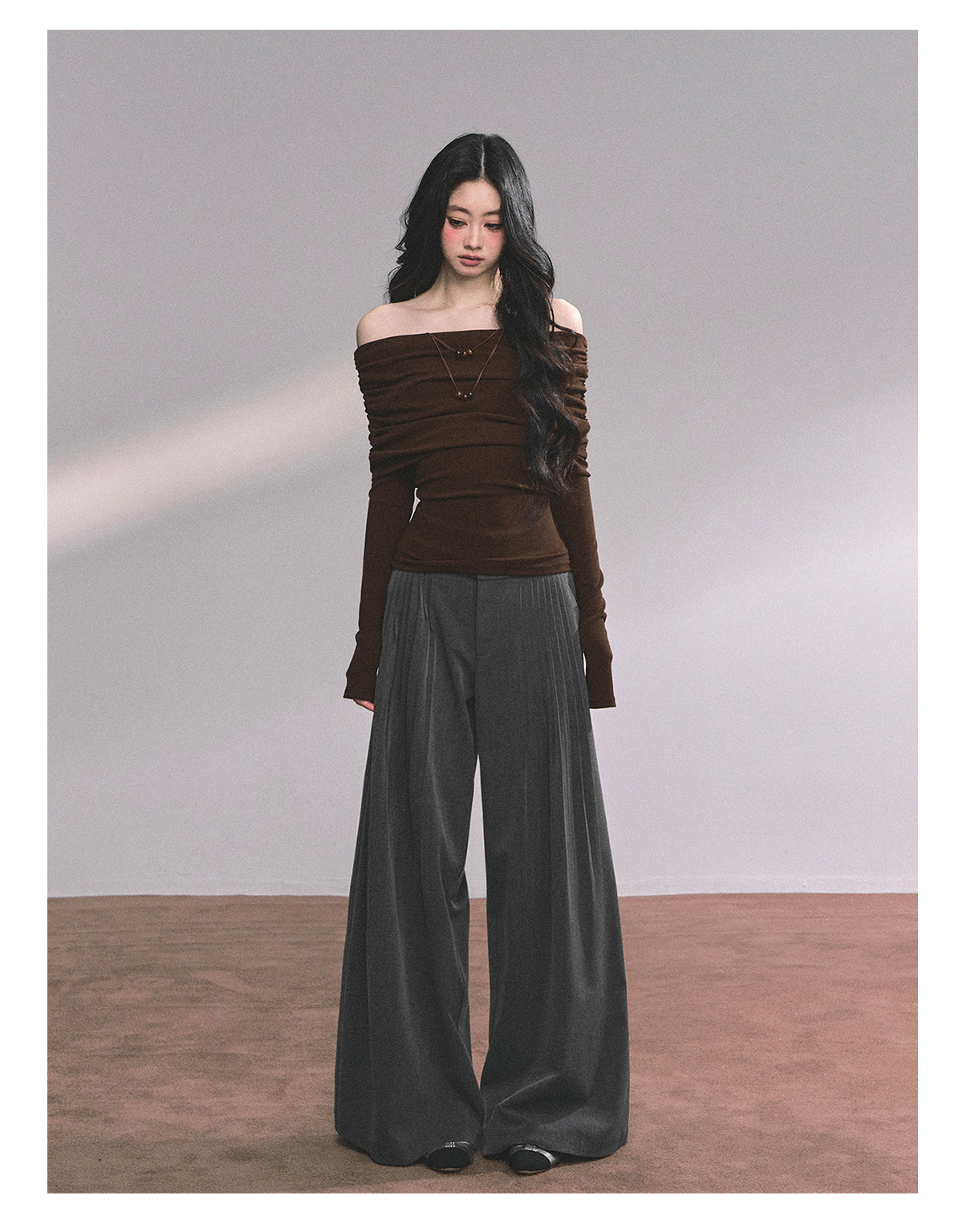 ShaoYeYan Reed College Off-Shoulder American Long Sleeve Top