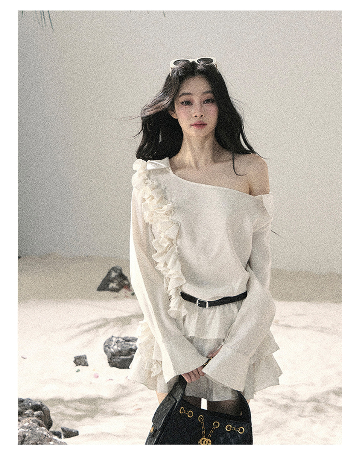 ShaoYeYan Aomalm Early Summer Lotus Petal French Ruffle Off-Shoulder Dress