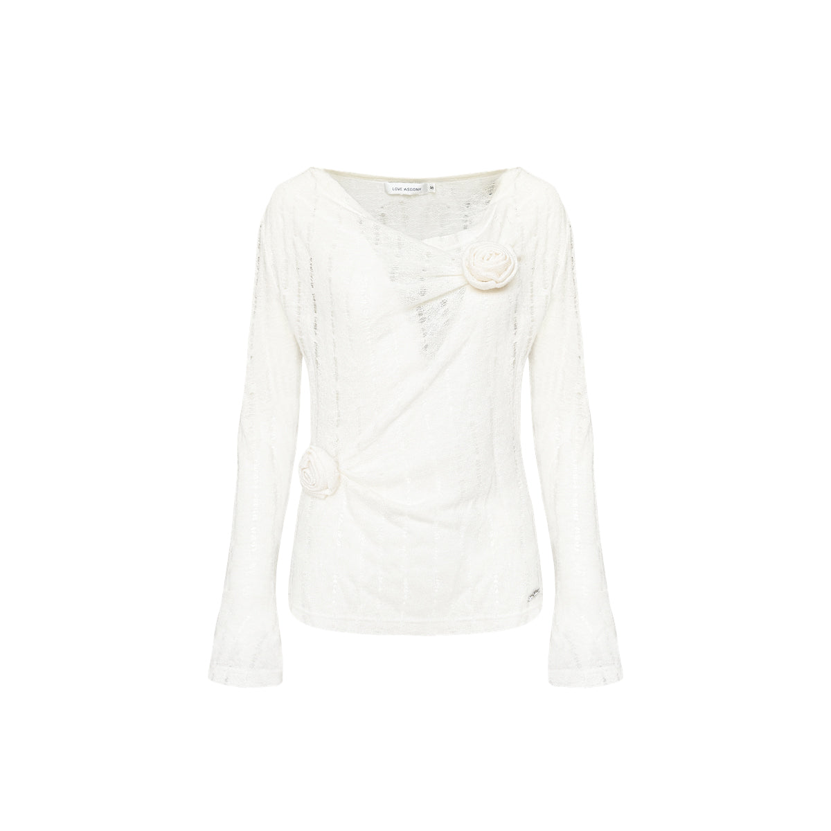 AsGony Hollow-Knit 3D Floral Sweater