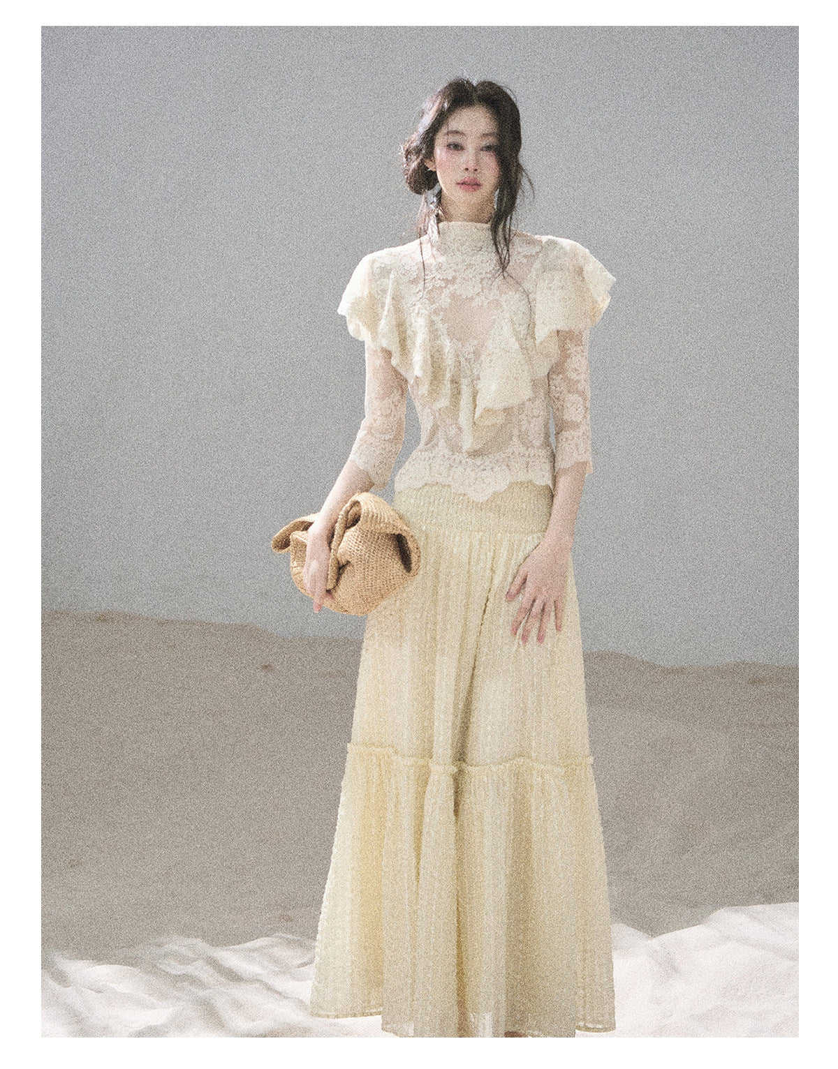 ShaoYeYan Aomalm Semi-Transparent Flower Pure Desire Sheer Lace Top