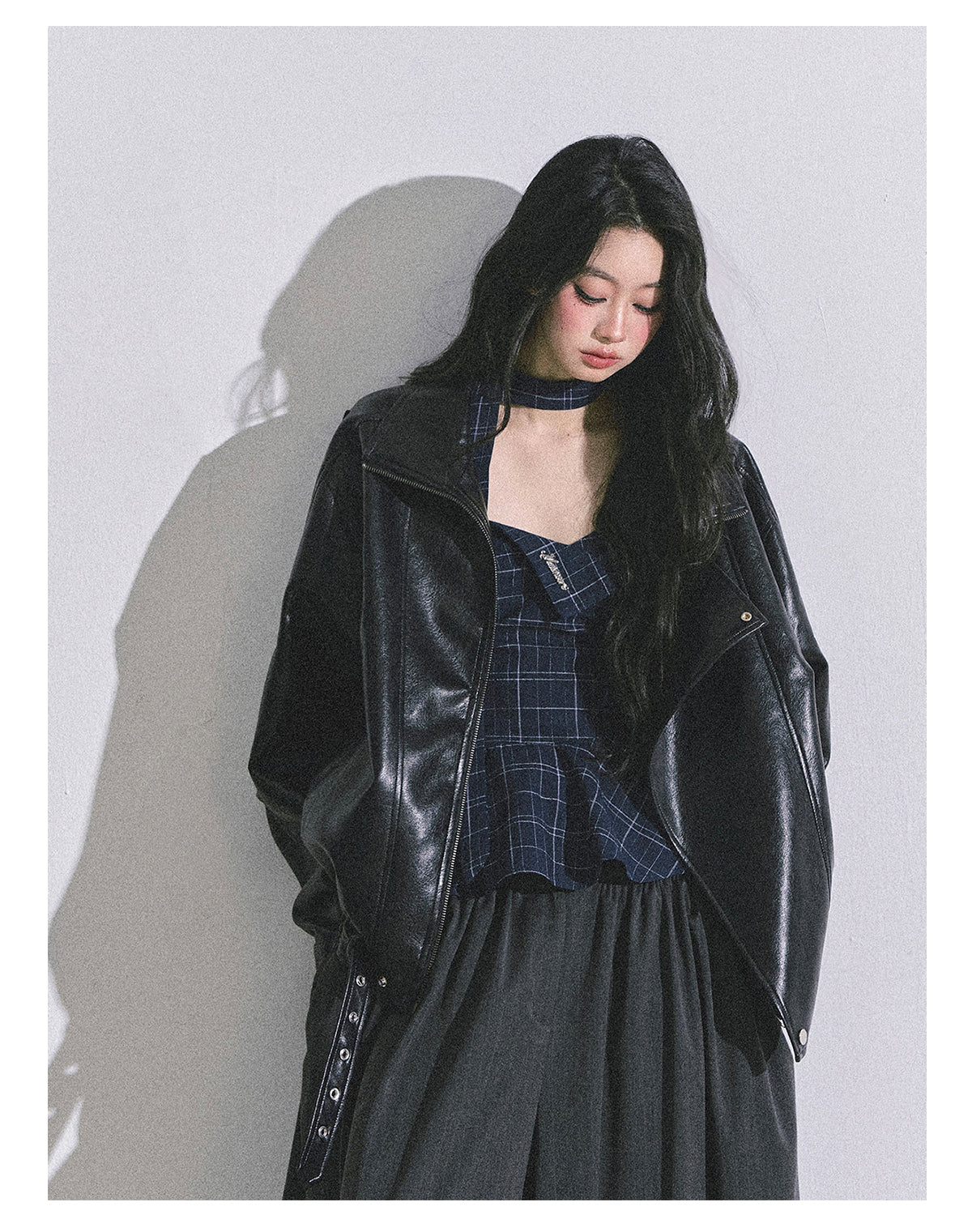 ShaoYeYan Blue Rhythm American Style Plaid Crop Top