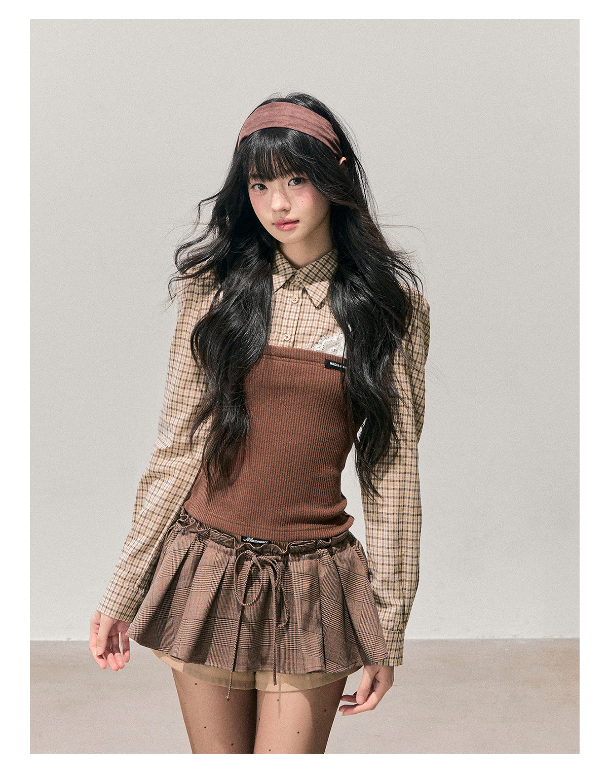 ShaoYeYan Aomalm Trajectory of Fallen Leaves Fake Three-Layer Knit Top