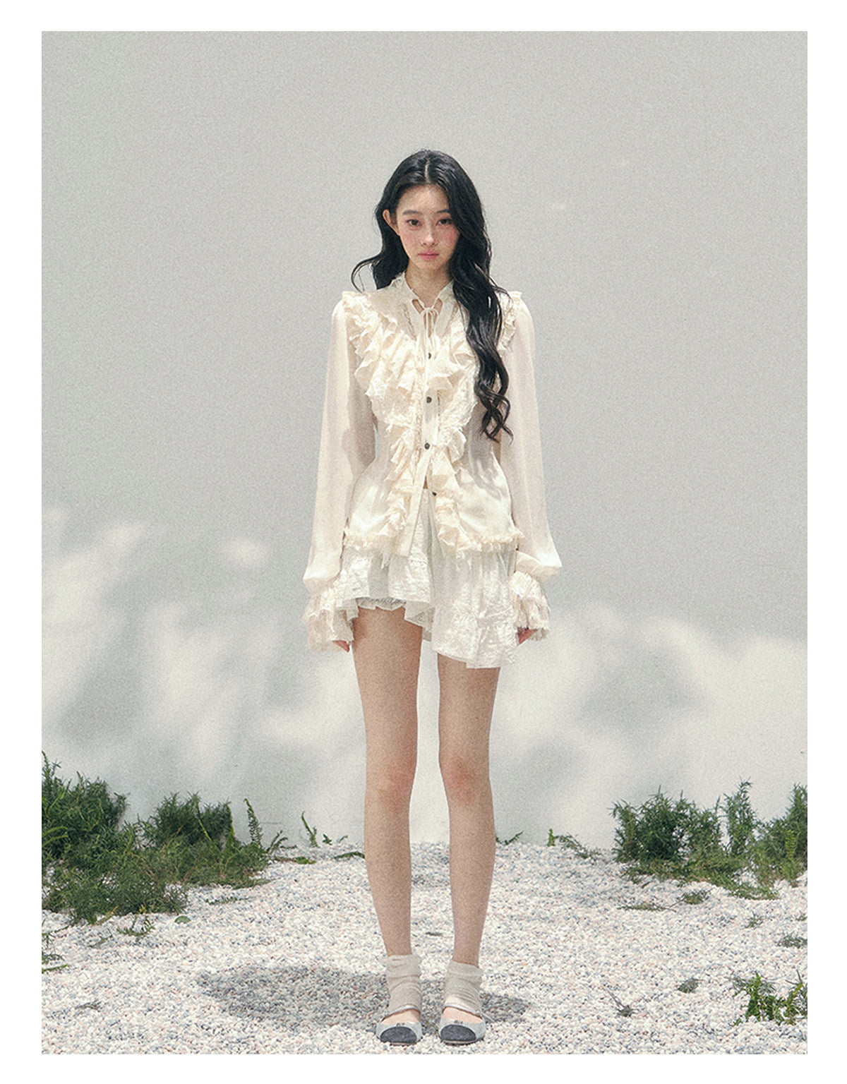 ShaoYeYan Aomalm Temperature of Memory French Court Style Ruffle Lace Blouse