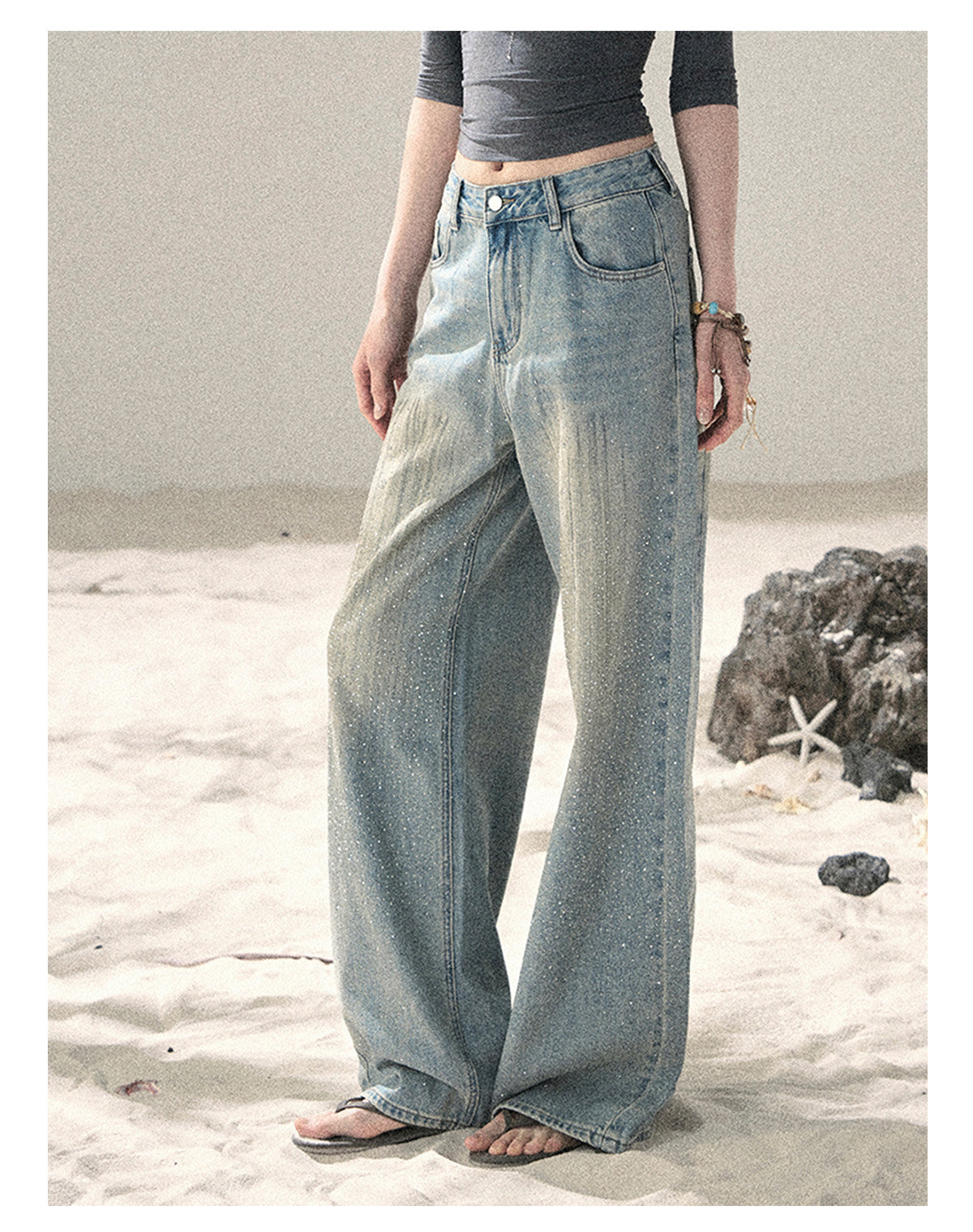 ShaoYeYan Aomalm Diamond Light Embellished Blue Jeans
