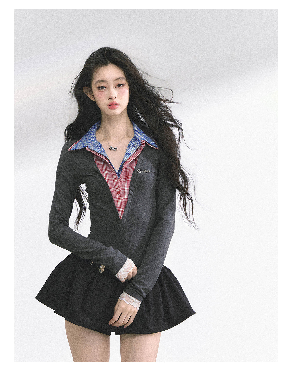 SHAOYEYAN American Style Mock Two-Layer Long Sleeve