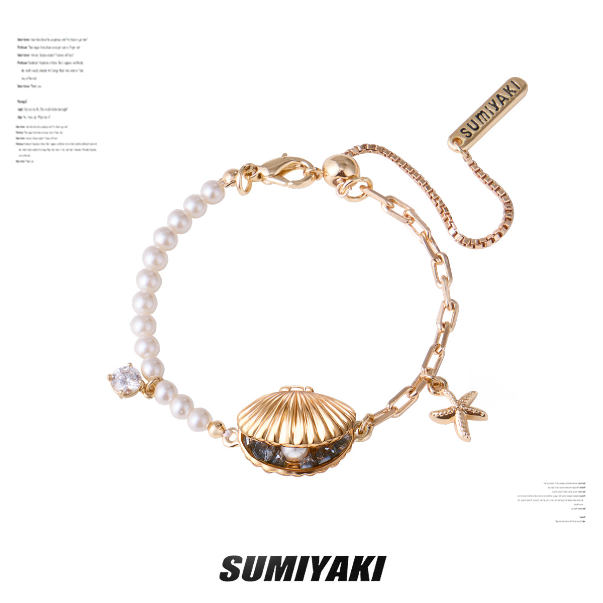 SUMIYAKI Ocean Golden Shell & Pearl Necklace & Bracelet