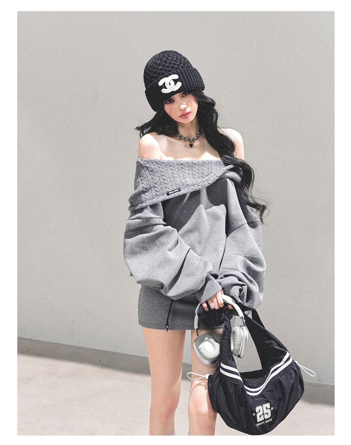 SHAOYEYAN Fake Two-Piece Oversized Hoodie Dress (with belt)