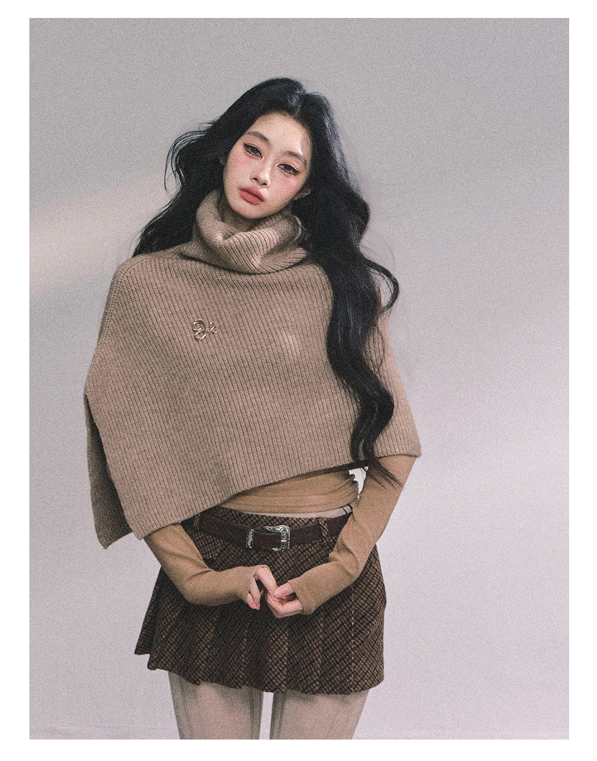ShaoYeYan Late Autumn Sycamore Korean Style Loose High-Neck Sweater & Shawl