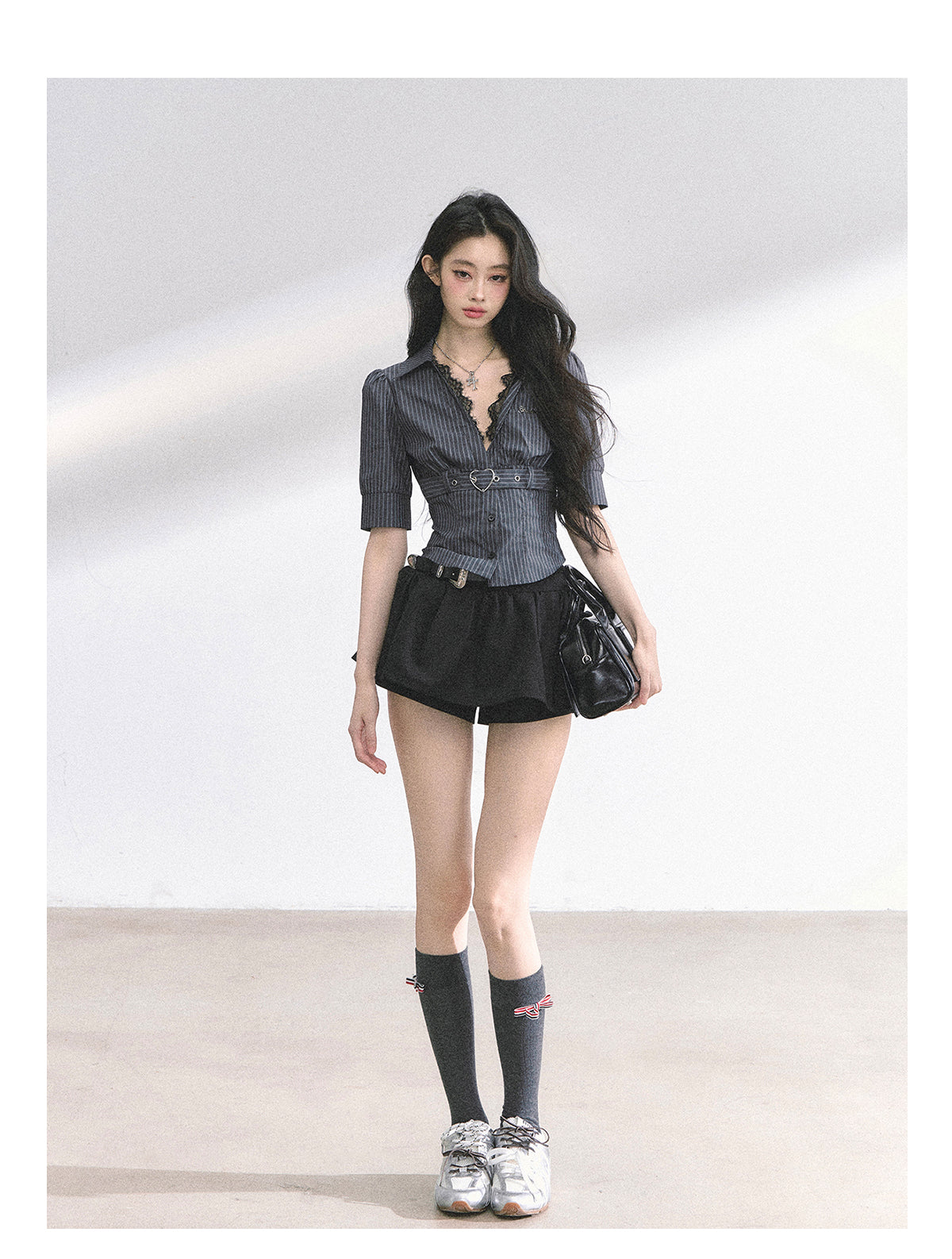 SHAOYEYAN French Lace Striped Shirt