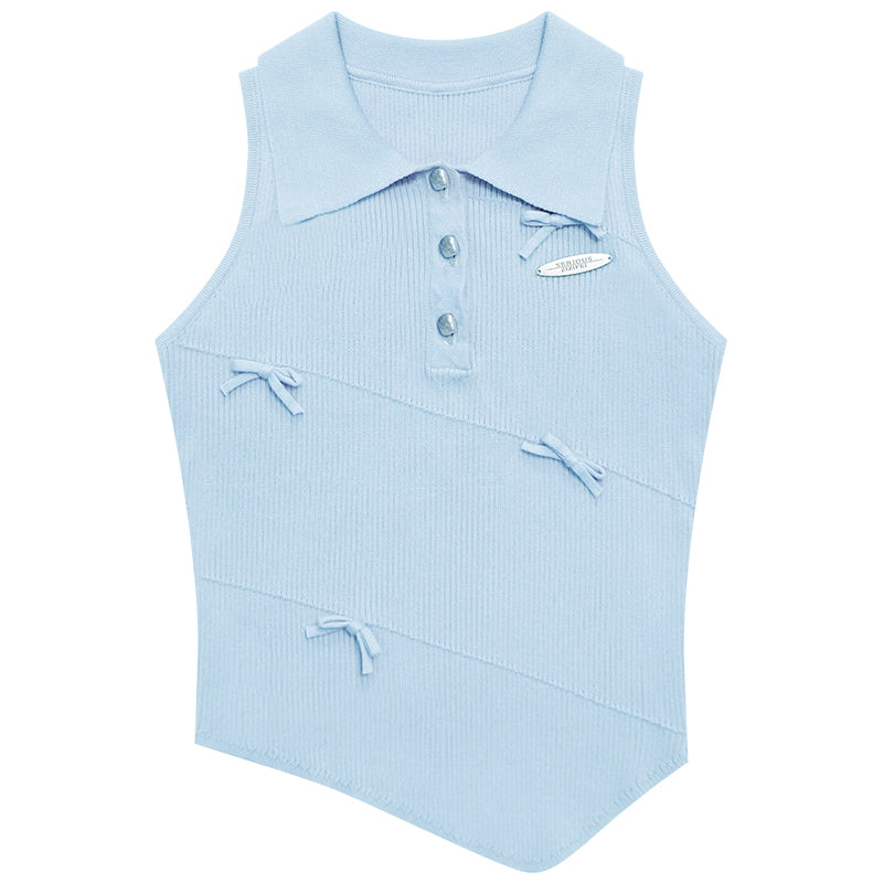 ziziFei Polo Bow-Knot Vest Top